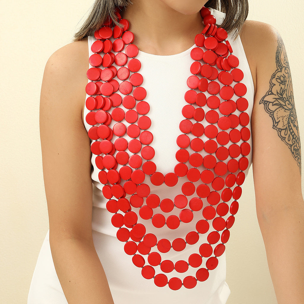 Long Wood Bead Necklace