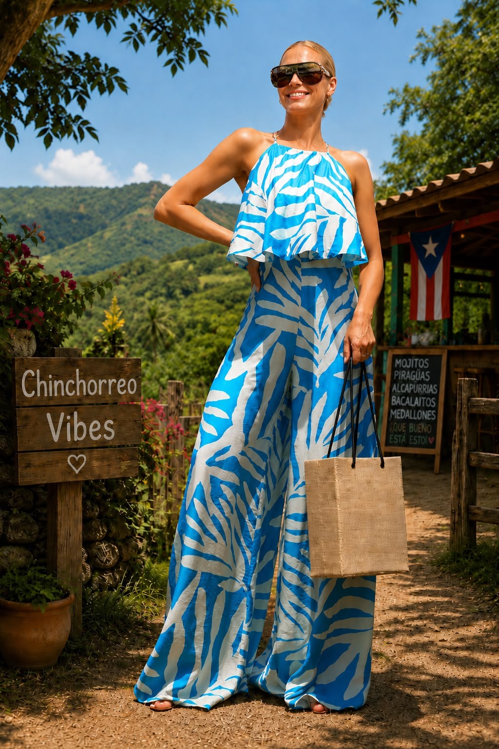 Chic Halter Jumpsuit – Blue Print