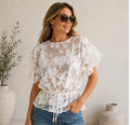 White Lace Drawstring Blouse