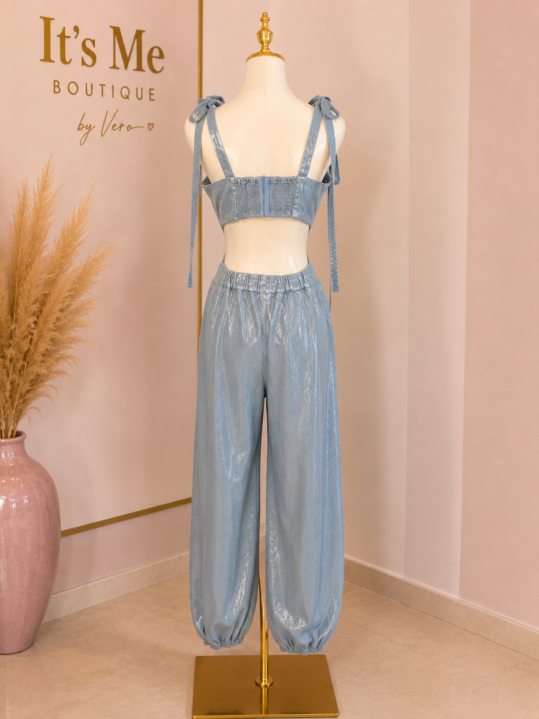 Set Denim Brillo Bustier