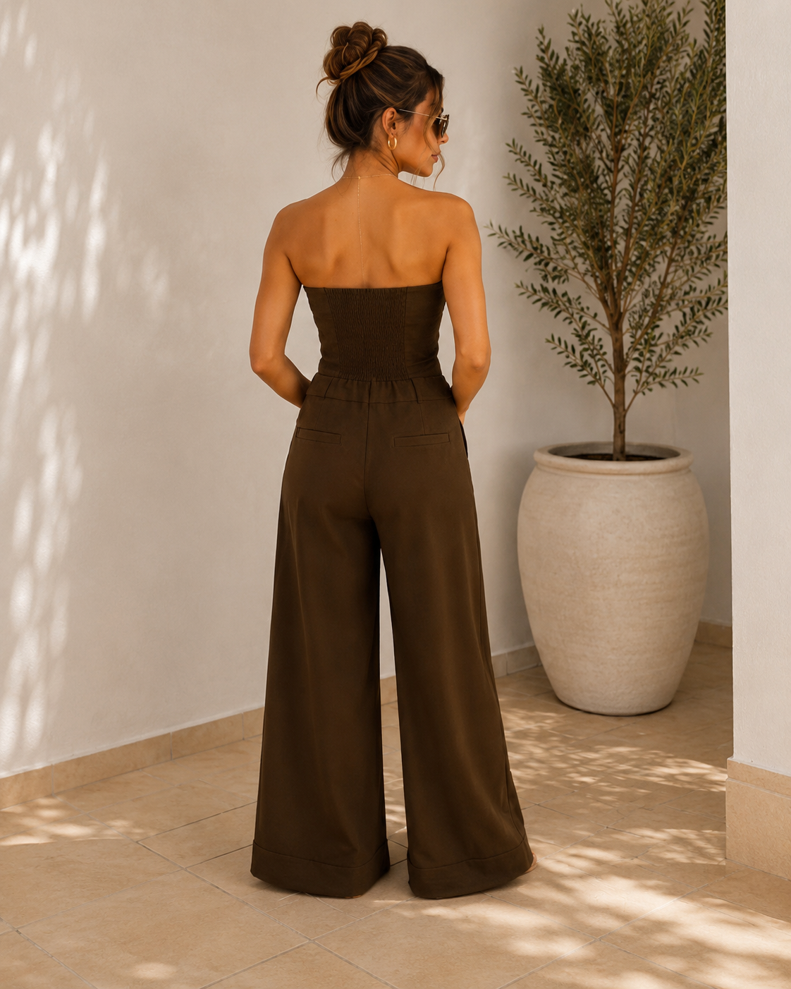 Set Blazer Strapless Café