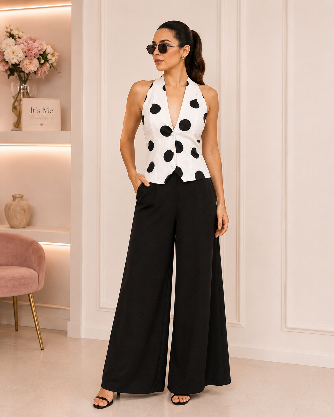 Set Polka Dot con Espalda Abierta