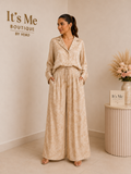 Set Satinado Beige con Pantalón Palazzo