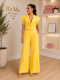 Set Amarillo de Pantalón y Top Tipo Blazer