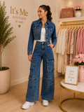 Set Denim Cargo Rhinestone ✨