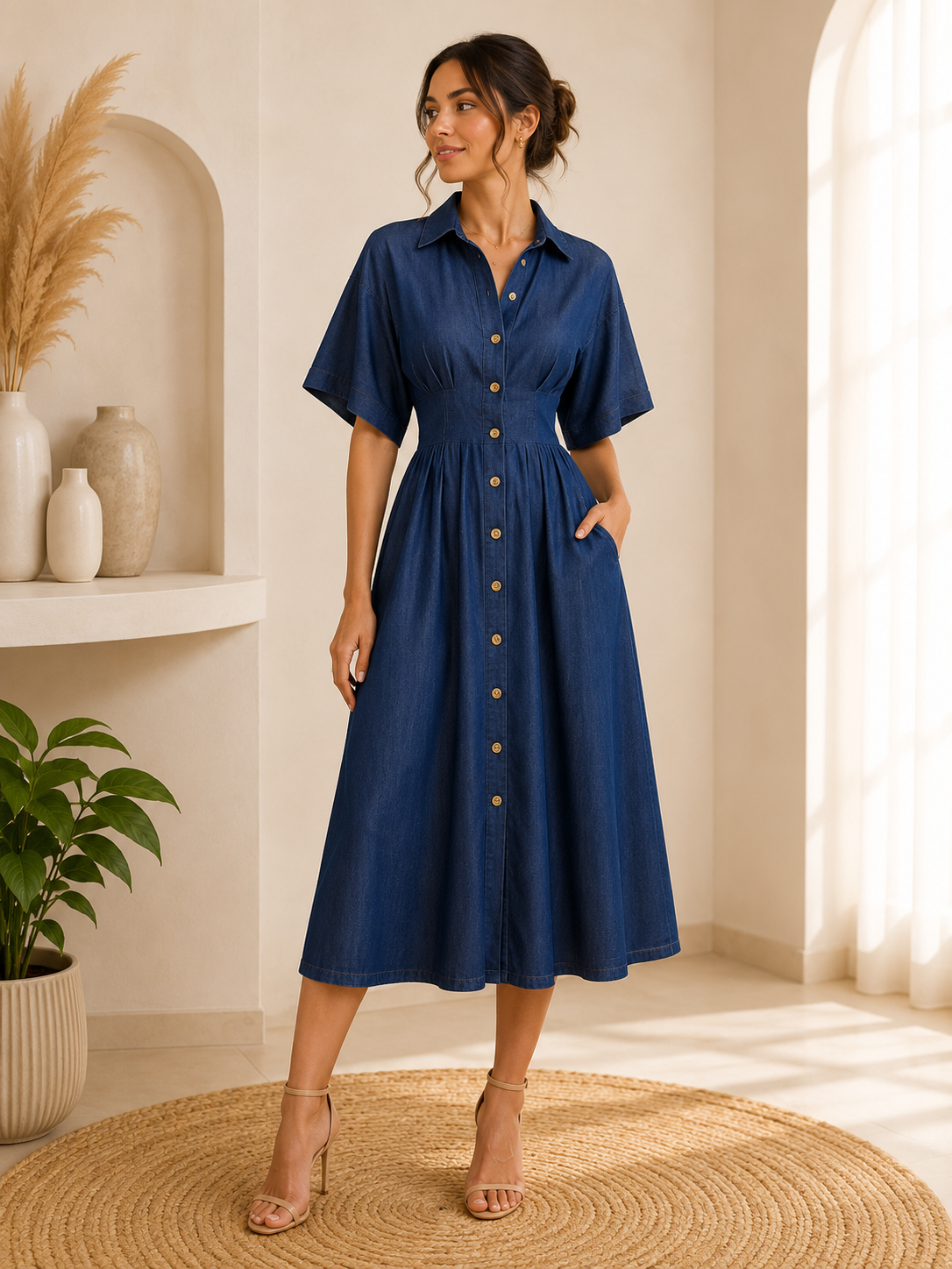 Vestido Camisero Azul Denim