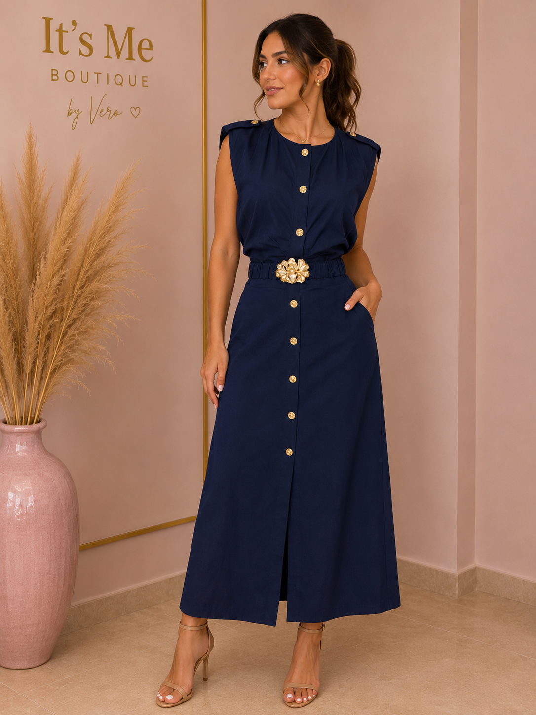Vestido Midi Azul Navy