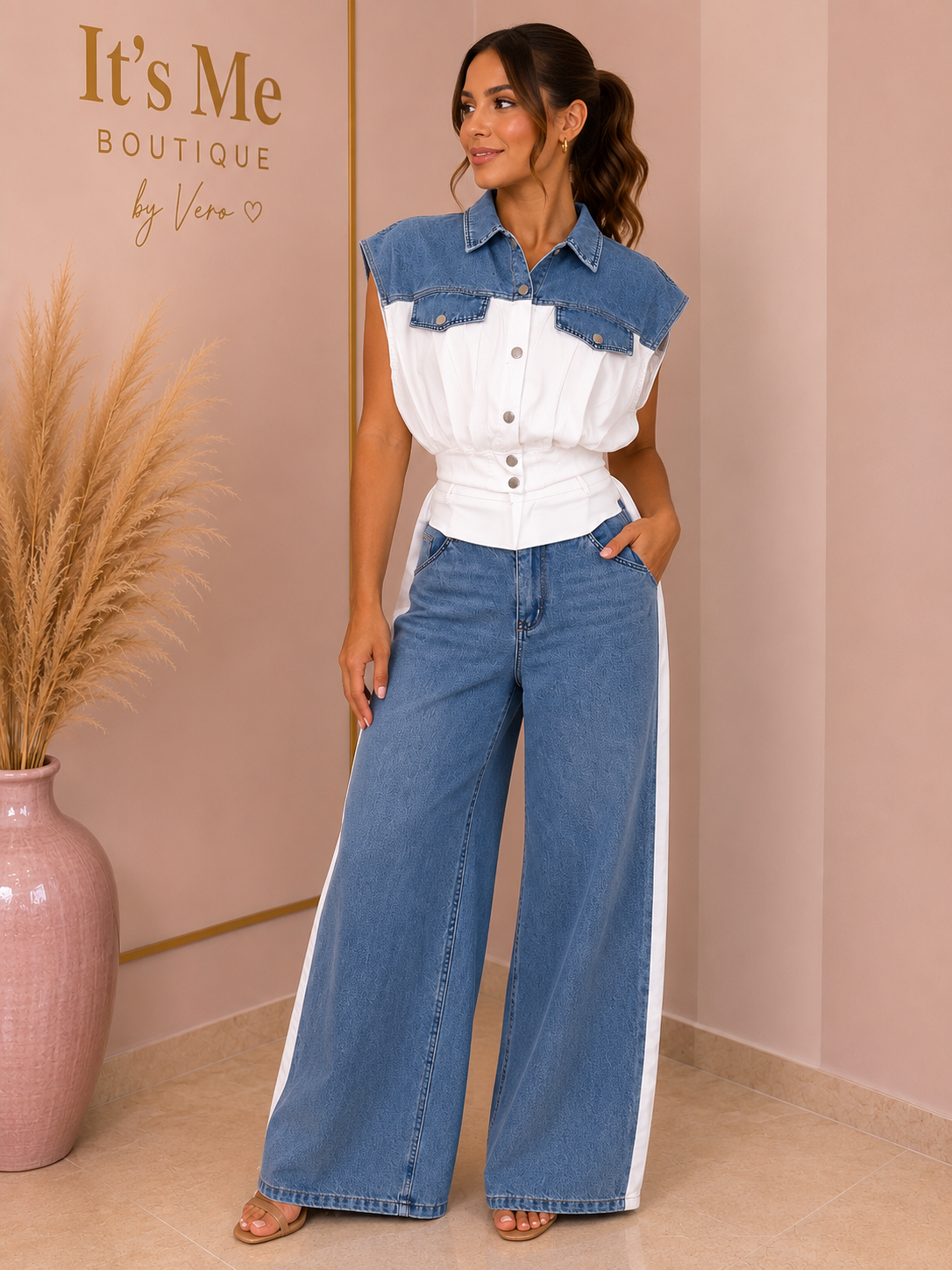 Set Viajerito Denim & White