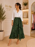 Falda Midi Verde Animal Print con Volantes