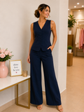 Vest Azul Navy Entallado con Botones Forrados