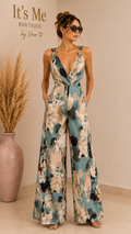 Jumpsuit Acuarela Sage con Escote Cruzado