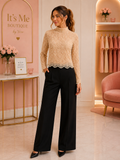 Top Beige de Encaje con Perlas