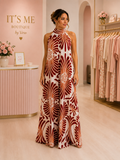 Jumpsuit Maxi Estampado con Cuello Halter