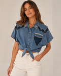 Denim Top with Gemas