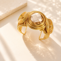 Brazalete Dorado Artesanal con Piedra Facetad