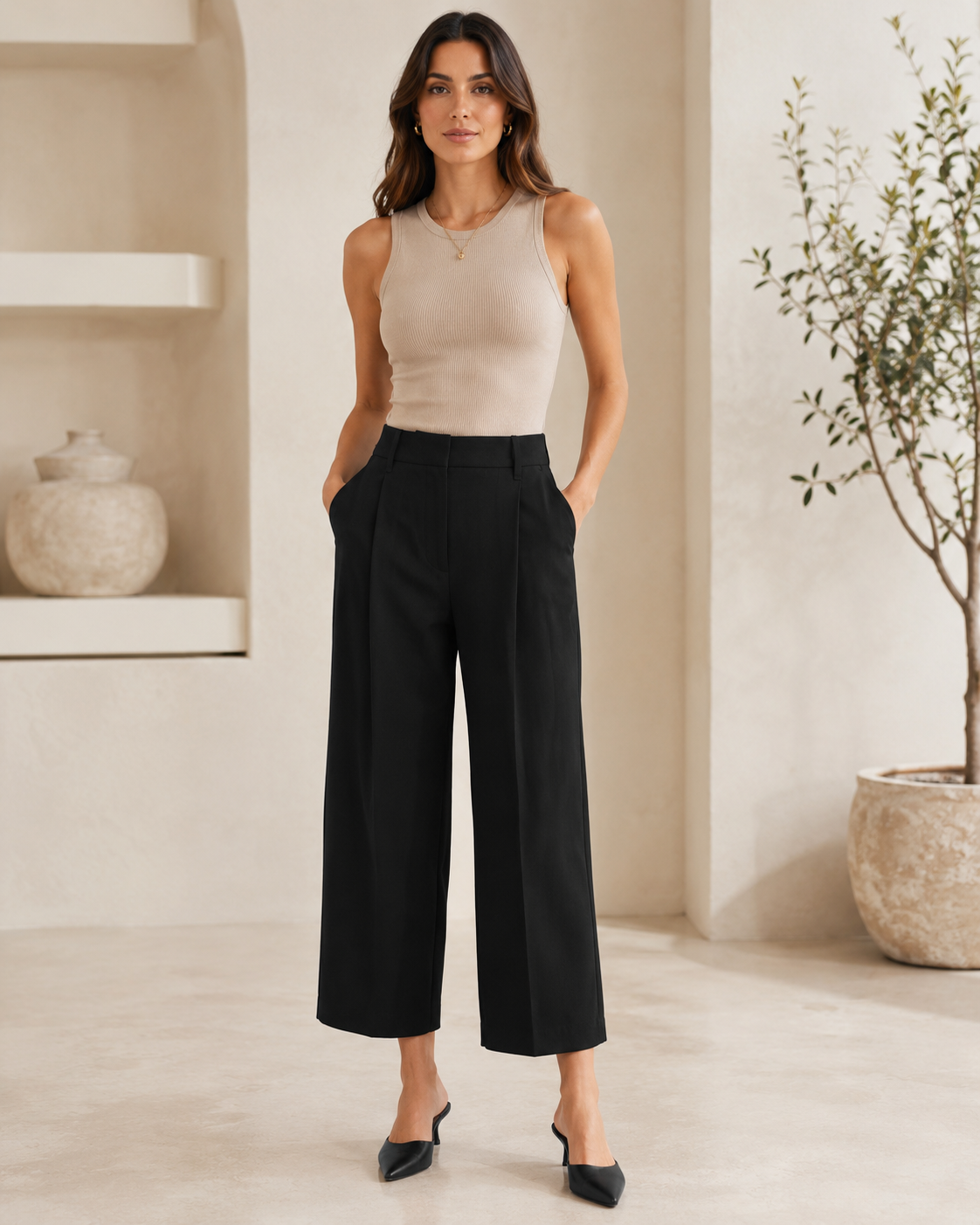 Midnight Cropped Wide Leg Pants