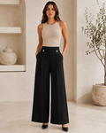 Midnight Gold Button Wide Leg Pants