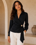 Midnight Wrap Buckle Blouse