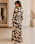 Abstract Tie-Front Maxi Dress