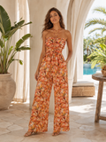 Sunset Floral Halter Jumpsuit