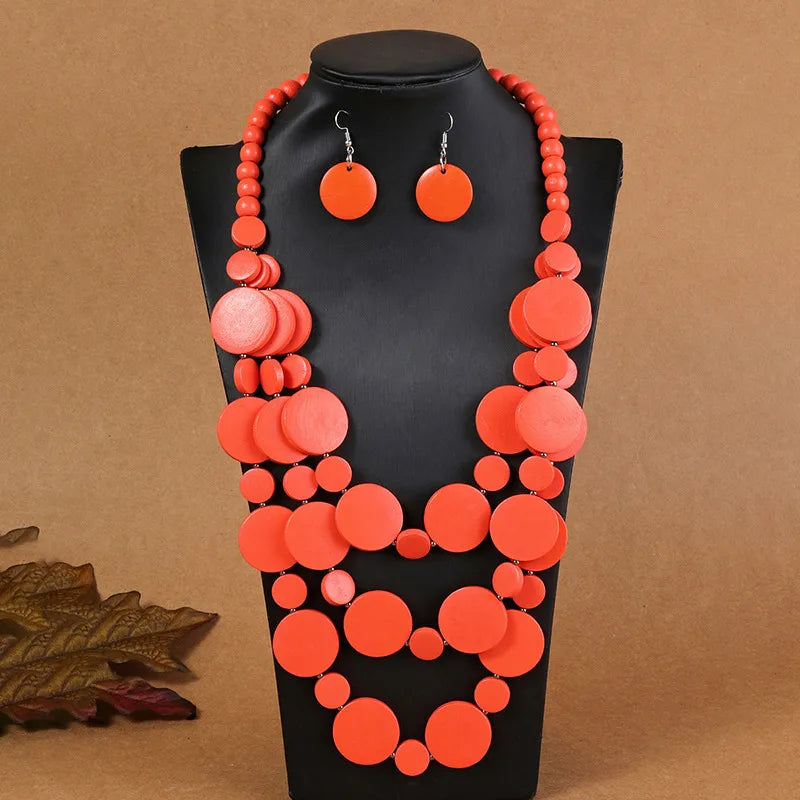 Handmade Round Wooden Necklace