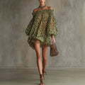 Bohemian Chiffon Dress - Yellow Green