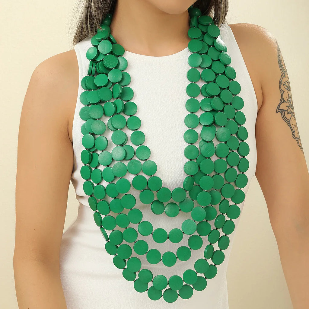 Long Wood Bead Necklace
